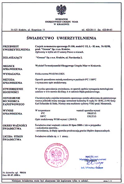 �wiadectwo uwierzytelnienia